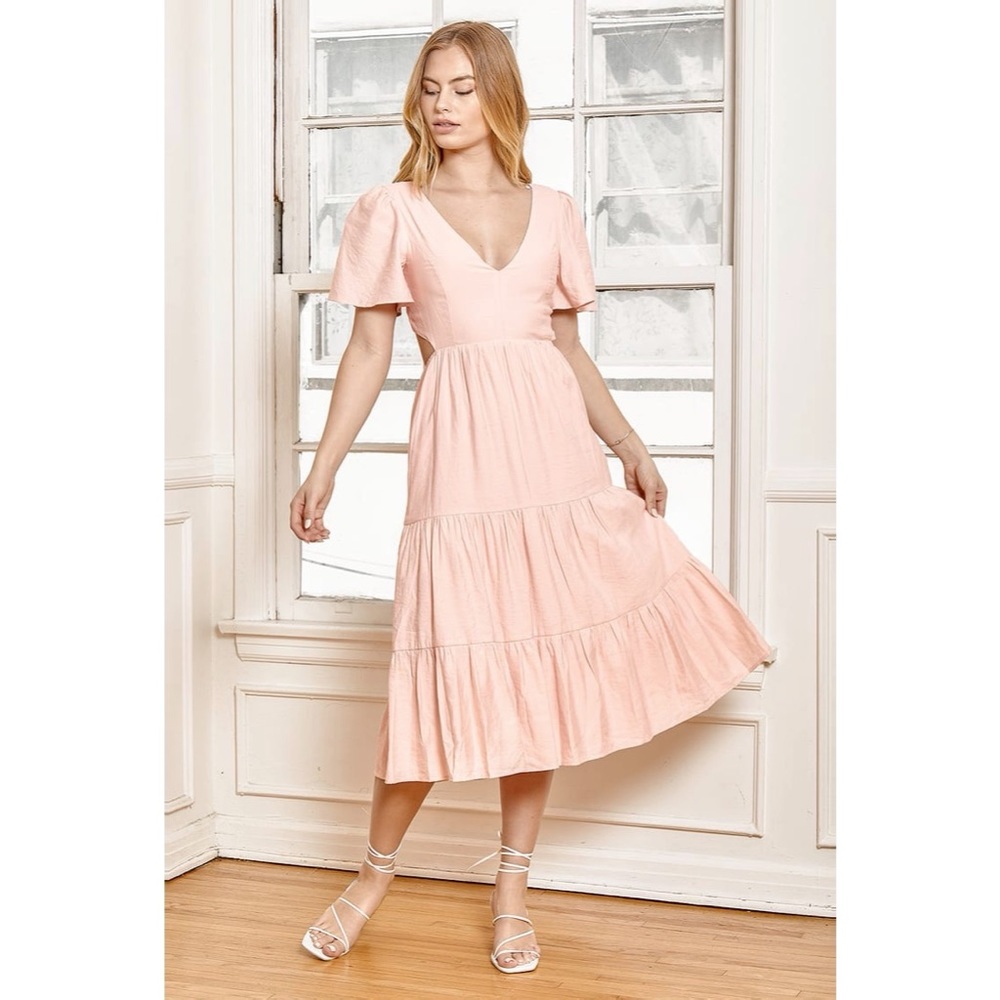LULUS Tied With Love Tiered Tie-Back Midi Dress